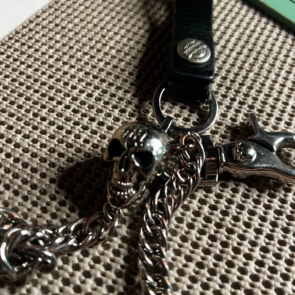 Harley Davidson Biker Wallet Chain Silver Skull Leather Belt Loop 12 Inch Mens